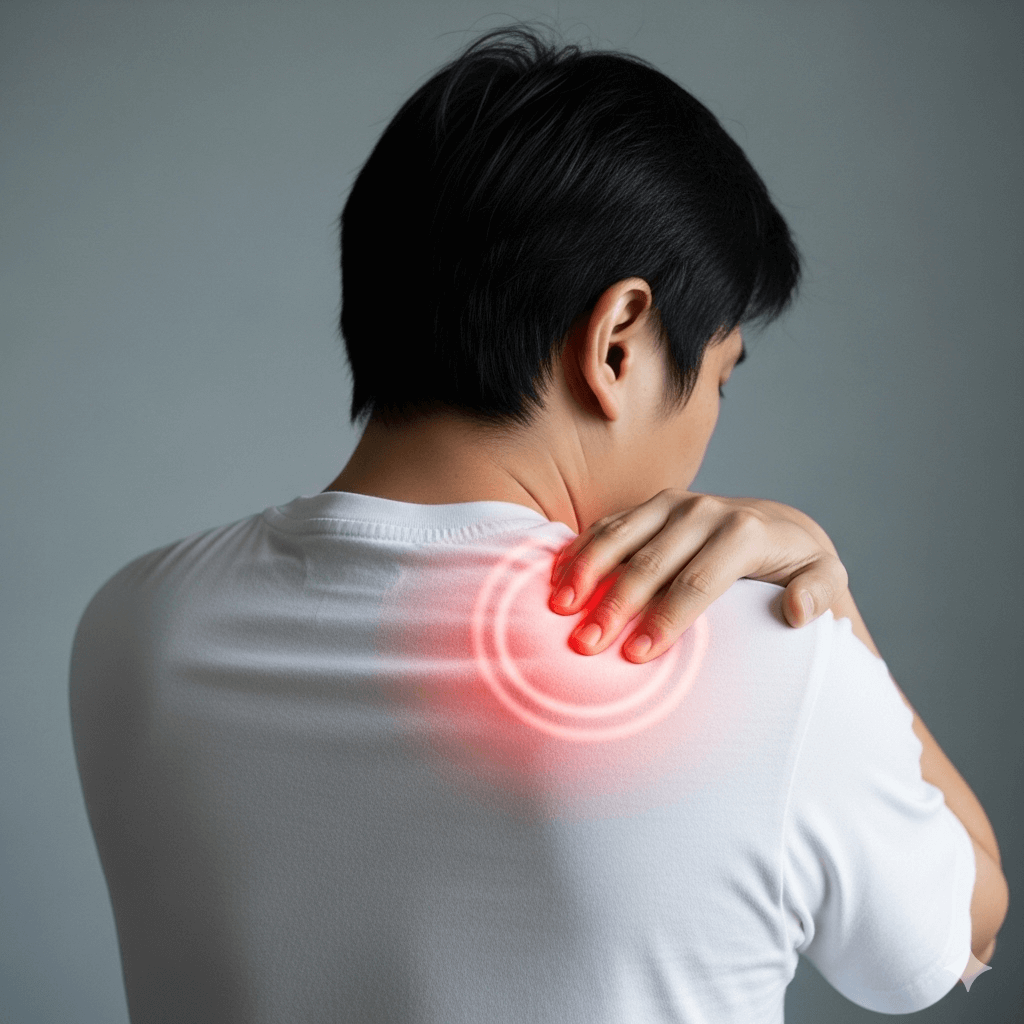 a person suffering from frozen shoulder